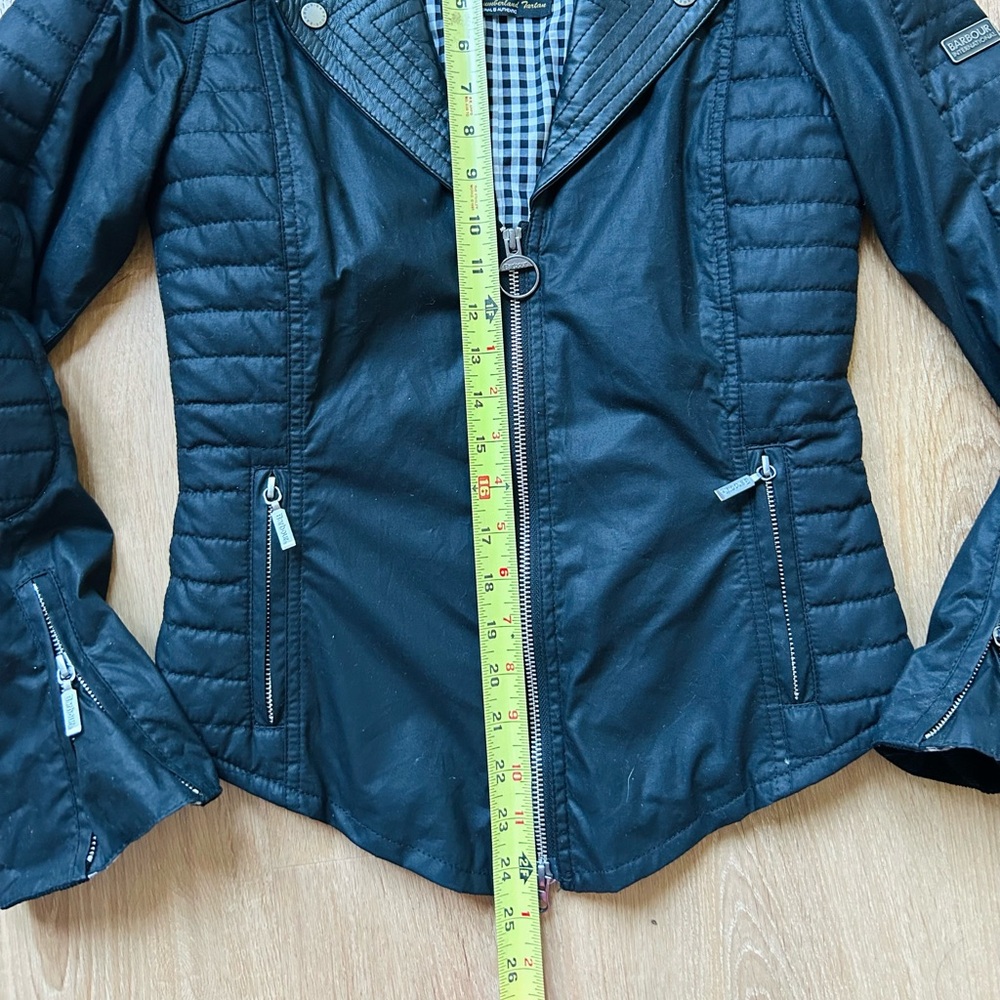 Barbour Women's Black Jacket Barbour Moto Jacket Women 4 Black Streak Tartan Zip - Picture 5 of 9
